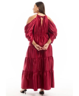 Women's June + Vie Off-The-Shoulder Halter Maxi Dress