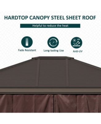 10'x12' Hardtop Gazebo, Mesh, Curtains, Steel Slat Canopy,