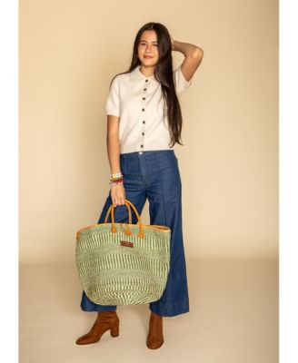 Evergreen Wholeness Handmade Sisal Straw Basket Tote