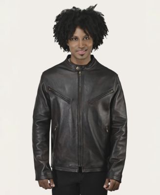 Men's Modern Caf&eacute; Racer Leather Jacket