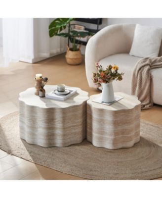 Streamdale Set of 2 Round Coffee Tables, Modern Minimalist Side Accent End Tables