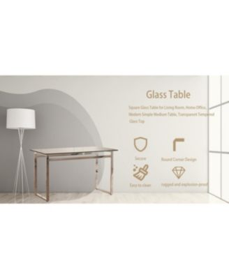 Streamdale 51" Modern Minimalist Glass Dining Table for 4-6 with Tempered Glass & Chrome Legs