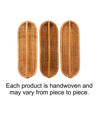 Hand-Woven Rattan Basket with Handle, Natural