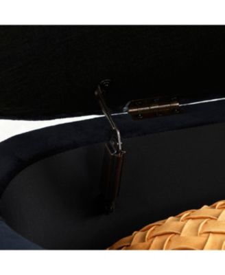 Streamdale Velvet Oval Upholstered Storage Bench with Golden Metal Legs, Black