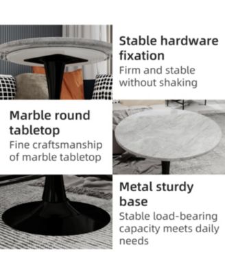 Streamdale Black mid-century modern coffee/dining table with round marble top.