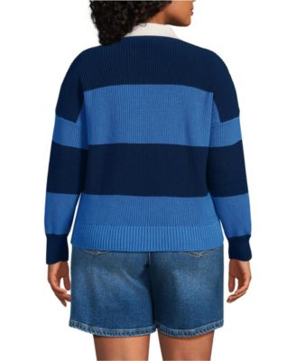 Plus Size Drifter Rugby with Woven Collar Sweater
