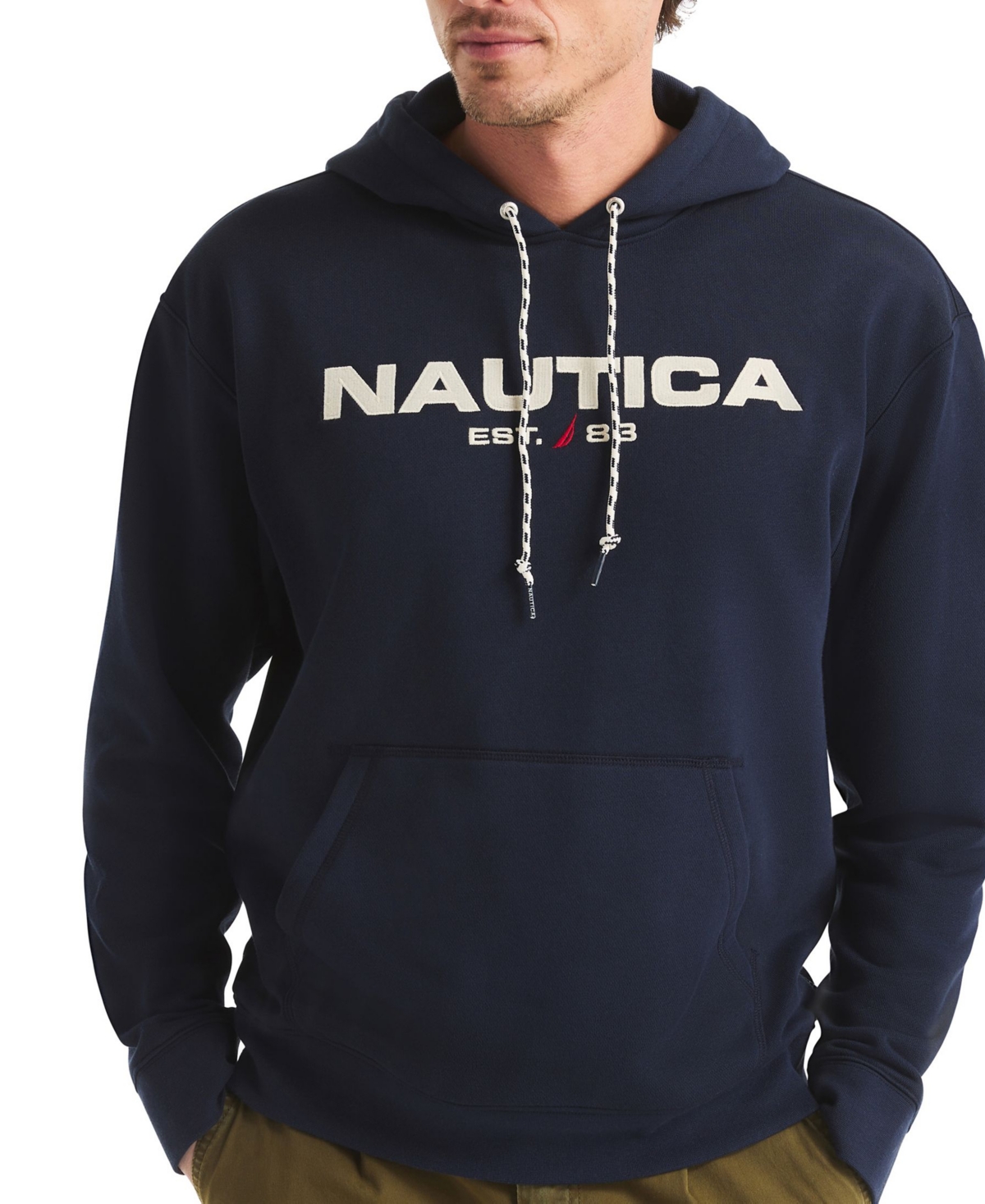 Nautica Men's Logo Details Relaxed-Fit Pull-On Hoodie