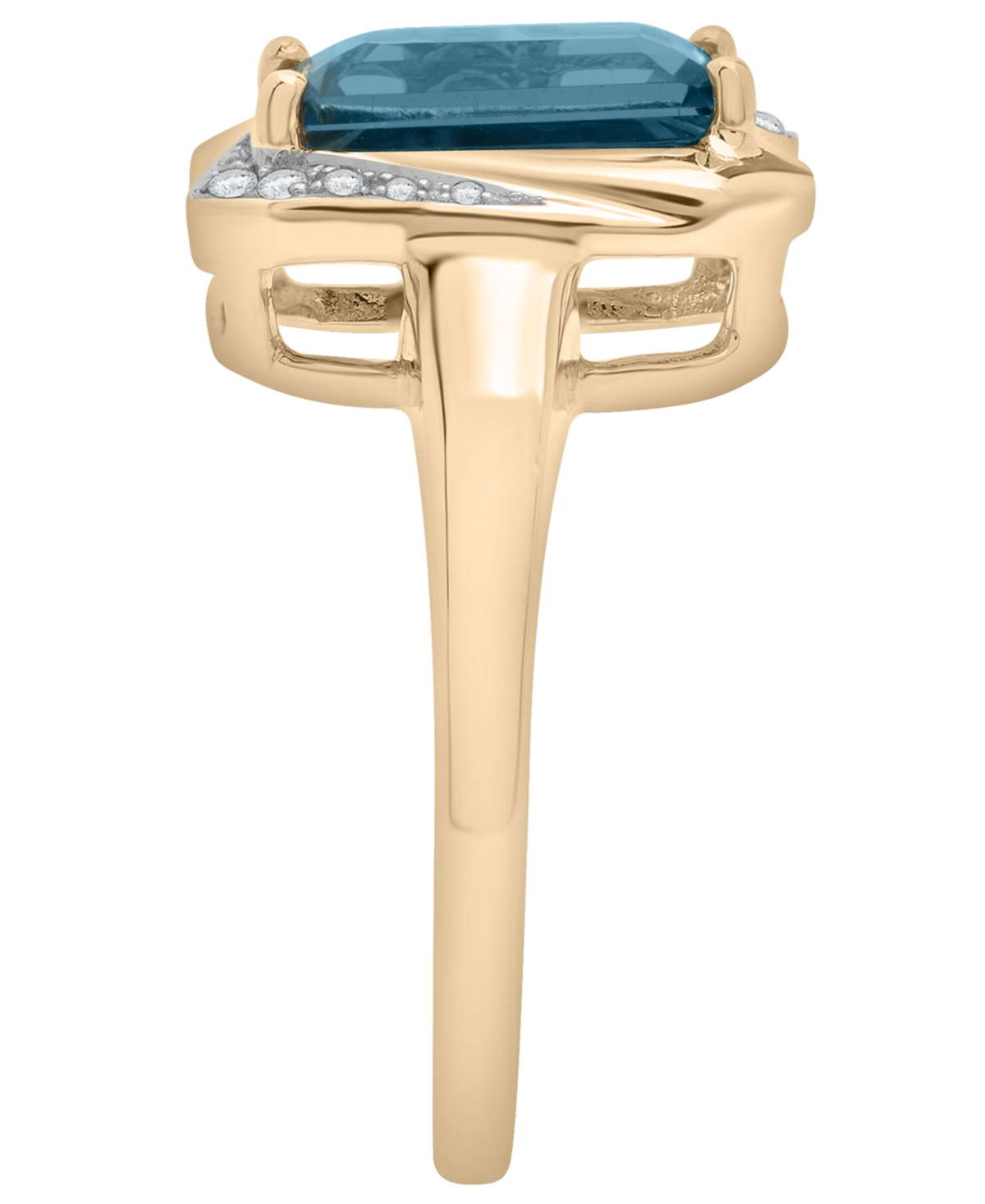 Macy's London Blue Topaz (2-3/8 ct. t.w.) and Diamond (1/20 ct. t.w.) Octagon Ring in 14k Gold Over Sterling Silver