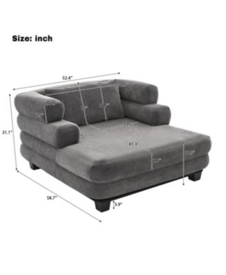 Streamdale Oversized Chaise Lounge 52.4" Modern Chenille Sofa Bed with Deep Seat, Black