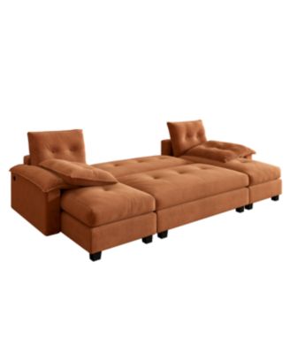 Streamdale 104.7" U-Shaped Sleeper Sofa with Pull Out Bed, Convertible Couch Bed, Orange