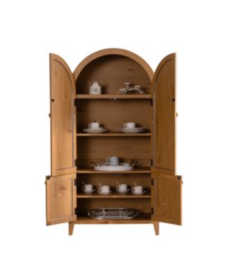 Streamdale Arched Kitchen Pantry Cabinet, 63.39" Tall Rattan Storage Cabinet