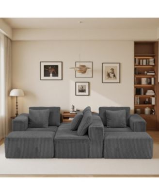 Streamdale Modular U-Shaped 4-Seater Sofa, 132-inch, Reversible Chaise, Gray Corduroy