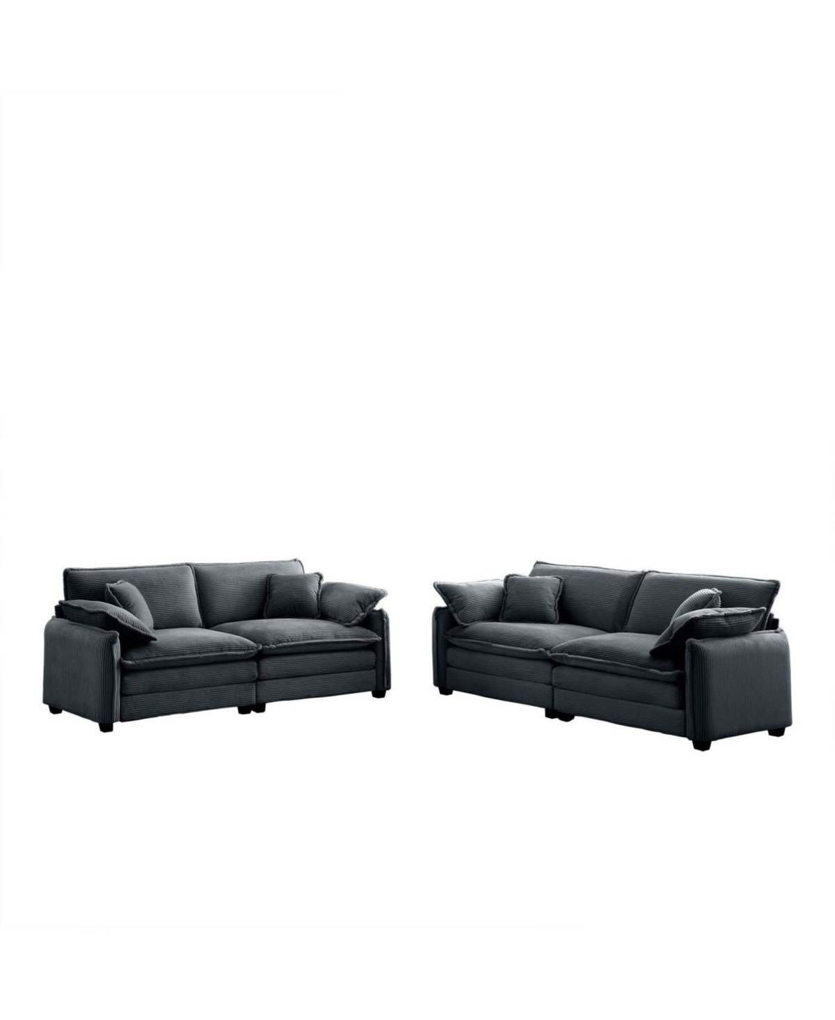 Streamdale Furniture Modern Grey Corduroy Two-Piece 2-Seater Sofa Set