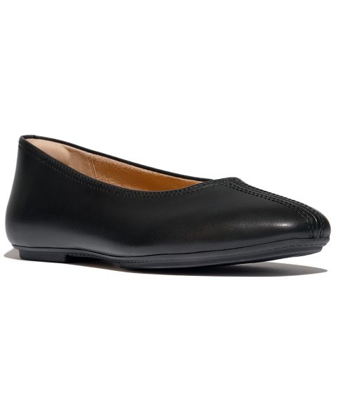 Женские высокие балетки FitFlop Delicato без застёжки, цвет: Чёрный