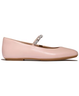 Women's Delicato Imitation Pearls and Crystal Leather Ballet Flats