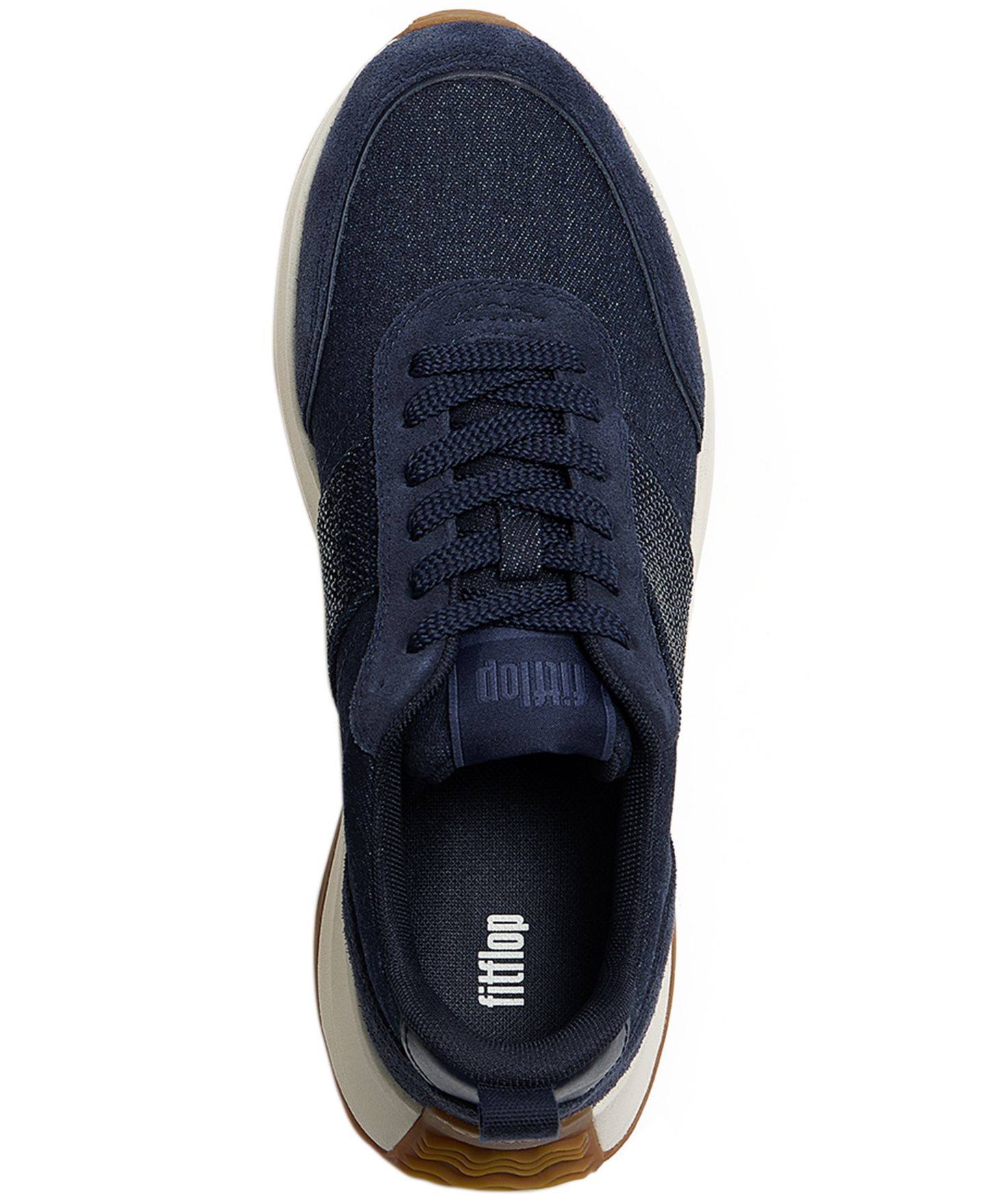 Женские кроссовки FitFlop F-Mode Flow Crystal Lace-Up Denim Sneakers, цвет: Тёмный джинсовый — фото 3