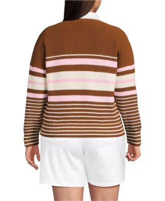 Plus Size Drifter Rugby with Woven Collar Sweater