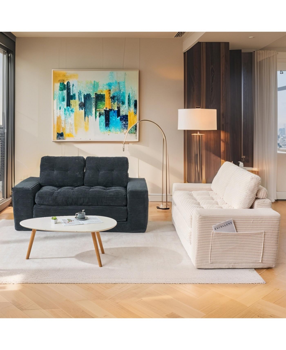 Streamdale Furniture Loveseat Sofa Bed with Memory Foam, Steel Frame, No Assembly