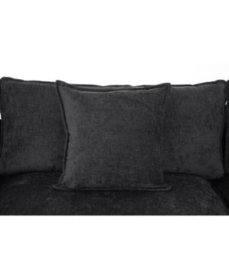 Streamdale Modern Accent Chair with Ottoman, Black Chenille