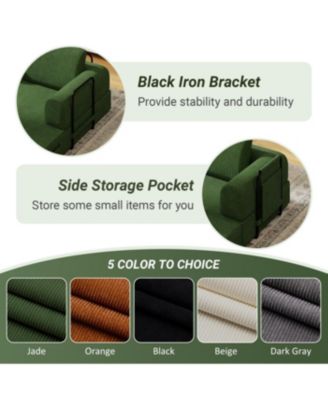 Convertible Sleeper Sofa Bed with Pillow - Corduroy Folding Mattress Couch for Living Room