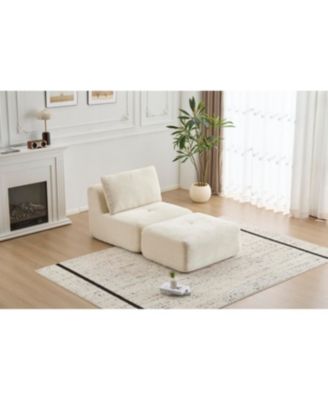 Modern Memory Foam Sofa, Single Chaise, Pet-Friendly, Corduroy, Beige