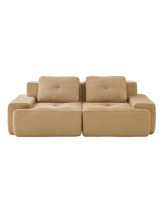 Streamdale Camel 82" Modern L-Shaped Corduroy Sectional Sofa with Deep Seat, Tufted Design