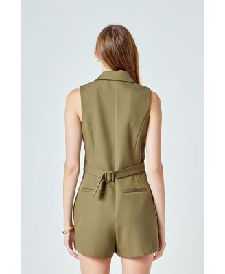 Women's Notch Collared Sleeveless Romper