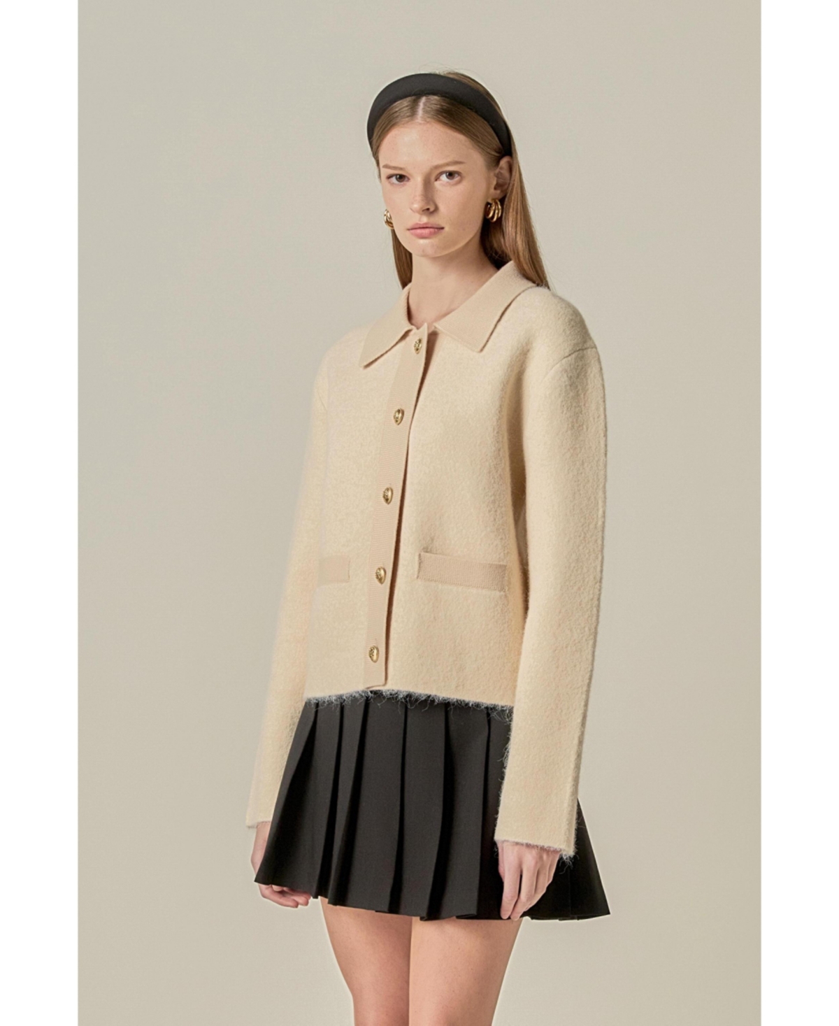 English Factory Women's Contrast Placket Cardigan