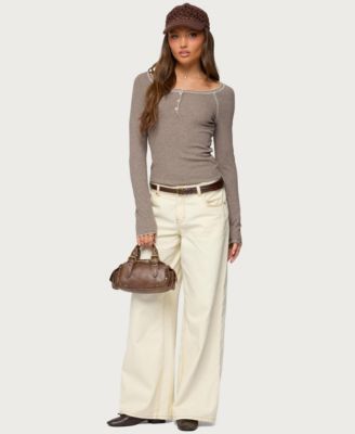 Women's Ensley Contrast Stitch Henley Top