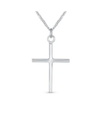 Set of 2 Minimalist Medium & Large Cross Pendant Necklace Sterling Silver