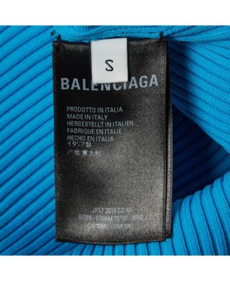 Women's Blue Logo Print Rib Knit Full Sleeve Top S