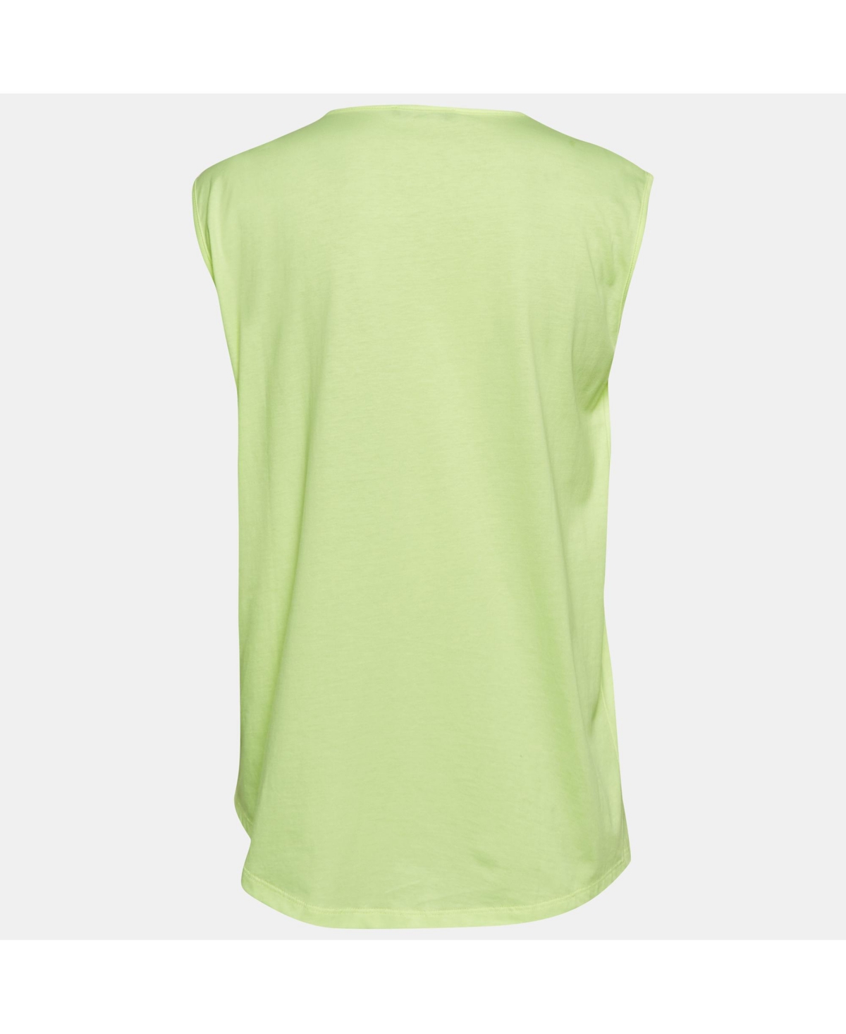 Pre-Owned Balmain Women's Fluorescent Green Logo Print Jersey Sleeveless T-Shirt