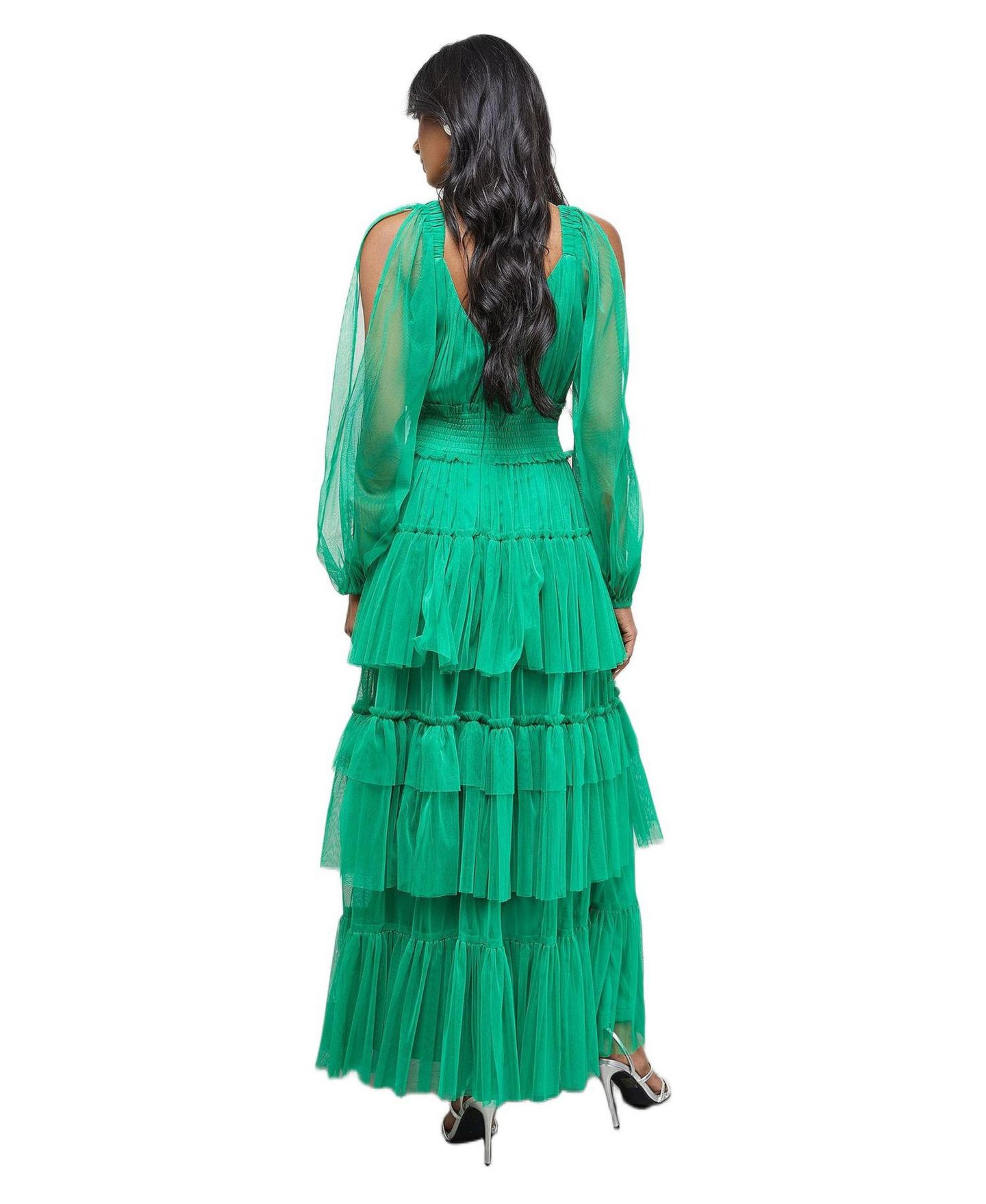 Женское платье Warehouse Cinched Waist Maxi, цвет: Зелёный — фото 3