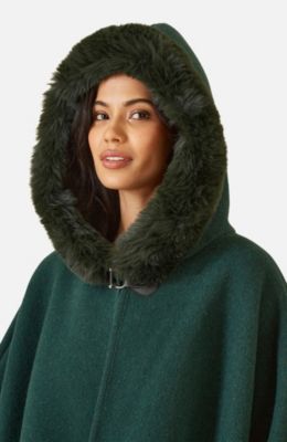 Women's Hooded Fur Cape Jacket