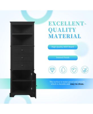 68.9"H Triangle Tall Cabinet with 3 Drawers and Adjustable Shelves for Bathroom/Living Room