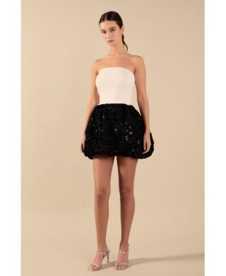 Women's Textured Strapless Voluminous Mini Dress