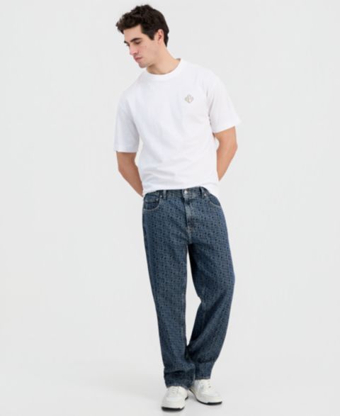 Мужские джинсы GUESS Damon Logo-Print Cotton Relaxed, цвет: Defender