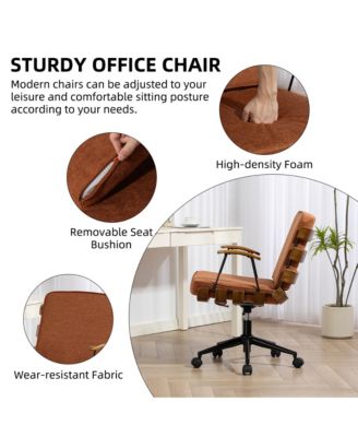 35.83"H Modern 360 Swivel Office Chair, Solid Wood Task Chair with Adjustable Height and Bent Wood