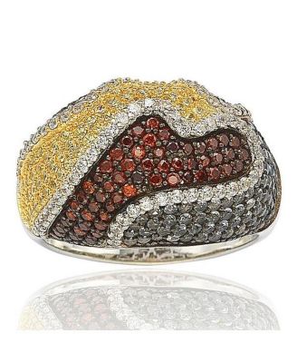 Suzy Levian Sterling Silver Cubic Zirconia Multi-Color Wavy Ring