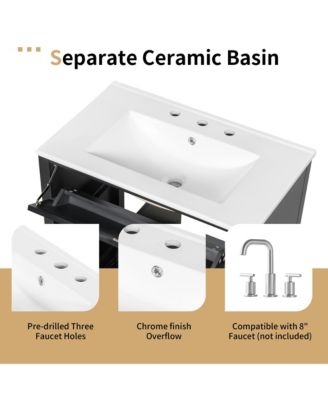 Bathroom Vanity with Sink 3 Drawers and Adjustable Shelf Freestanding Storage