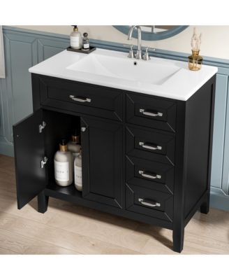 36" Bathroom Vanity with Sink Combo, Cabinet with Drawers, Solid Frame and MDF Board