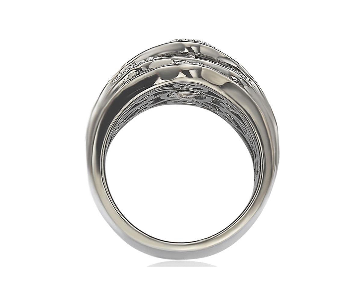 Suzy Levian New York Sterling Silver Cubic Zirconia Blackened Multi-Level Ring