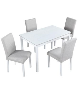 5-Piece Crystal Accent Wood Dining Set with Rectangular Kitchen Table and 4 Upholstered Chairs