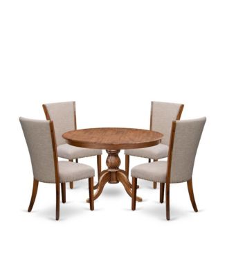 5 Piece Dinette Set Consists Of 48" Round Dining Table In Light Tan Color