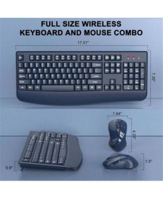 Wireless Keyboard And Mouse Combo, 2.4G Full Size Keys Keyboard With Wrist Rest And 3 - Level DPI Adjustable Wireless Mouse, OS Desktop Laptop, Blue