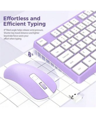 Wireless Keyboard And Mouse Combo - 2.4G Full-Sized Keyboard Mouse, 3 DPI Adjustable Cordless Keyboard And Mouse, Quiet Click Computer Laptop - Purple