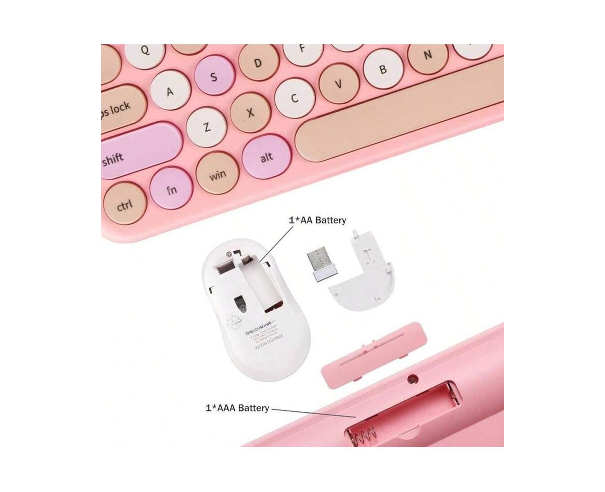 risokeys Wireless Keyboard and Mouse Combo, Typewriter Keyboard with Round Keycaps, 2.4GHz Wireless Keyboard Mouse