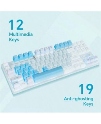 87 Keys TKL Gaming Keyboard And Mouse Combo - Wired Backlit Keyboard with 800 - 3200 DPI RGB Mouse, Gaming PC Laptop - Main Blue