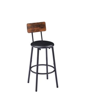 Round Stool Set with Shelf and Upholstered Backrest, 23.62'' W x 23.62'' D x 35.43'' H