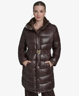 Women's Stand Collar Belted Puffer Coat